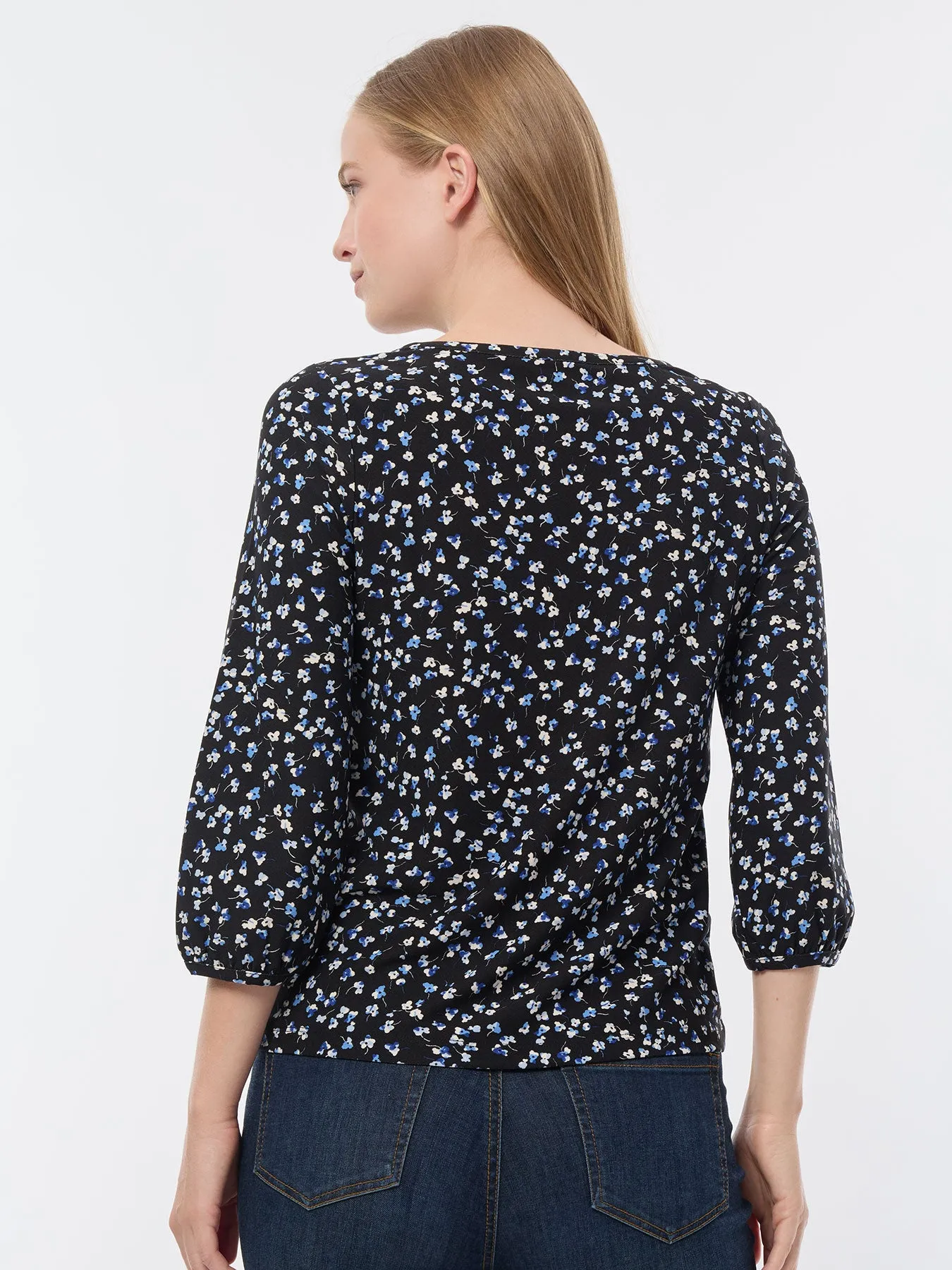 Printed Puff Sleeve Top, Moss Crepe