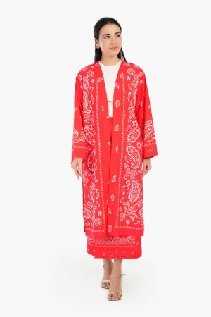 Printed Red Kimono