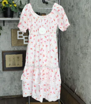Private Label Women's Cosette Smocked Puff Sleeve Dress White / Pink M