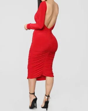 Pure Envy Ruched Midi Dress