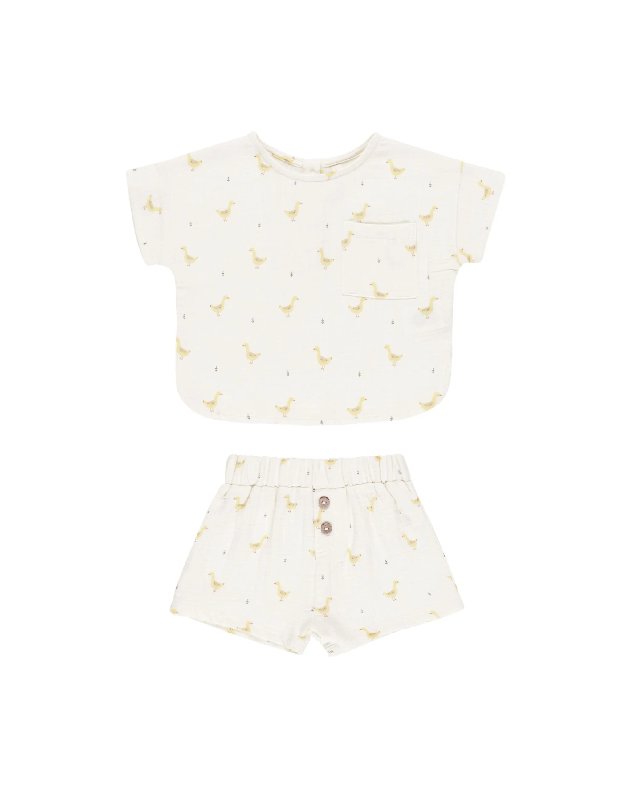 Quincy Mae - Woven Boxy Top   Short Set - Geese