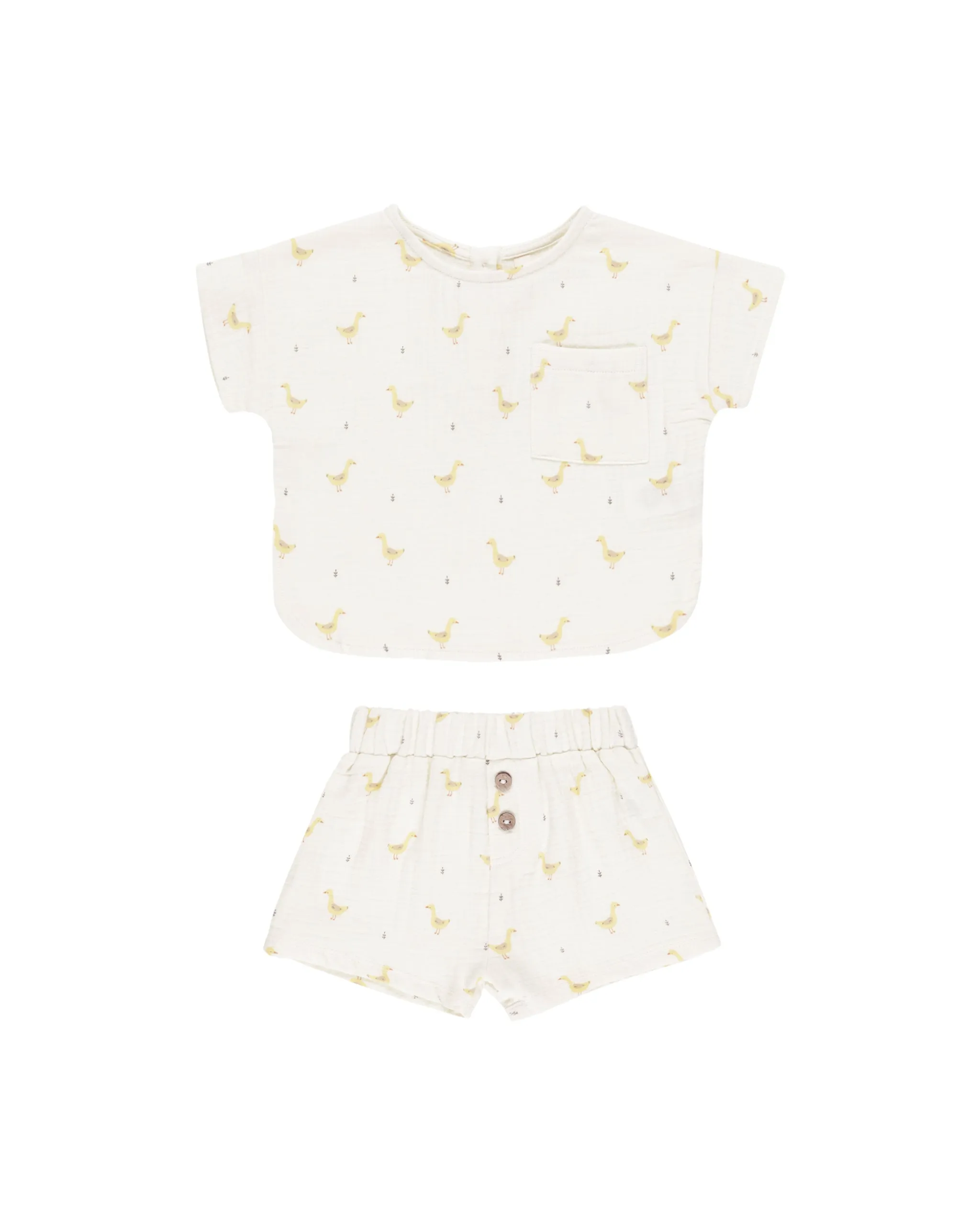 QUINCY MAE Woven Boxy Top   Short Set || Geese