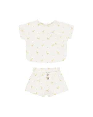 QUINCY MAE Woven Boxy Top   Short Set || Geese
