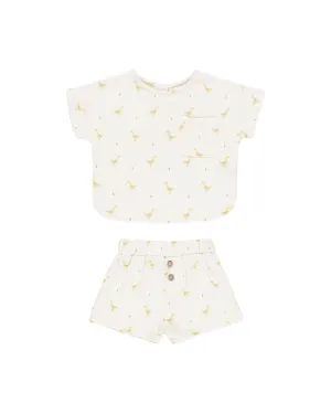 Quincy Mae - Woven Boxy Top   Short Set - Geese