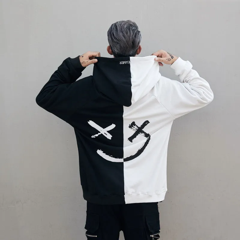 "BE HAPPY SMILEY PRINT" HOODIE N041401