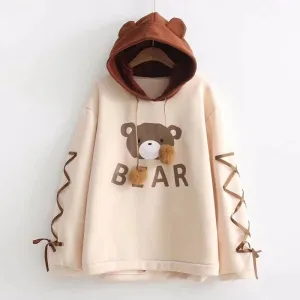 "BEAR LACE-UP SLEEVES" HOODIE N081103