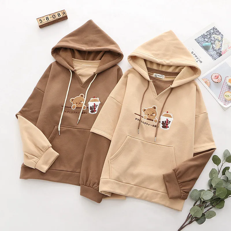 "CUTE BEAR EMBROIDERY" HOODIE N123008