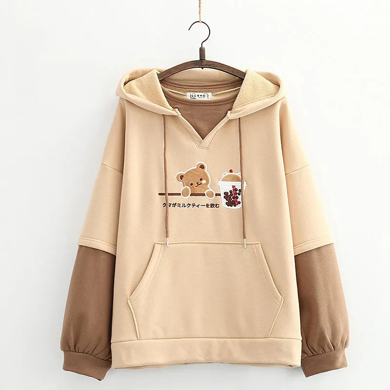 "CUTE BEAR EMBROIDERY" HOODIE N123008