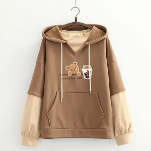 "CUTE BEAR EMBROIDERY" HOODIE N123008