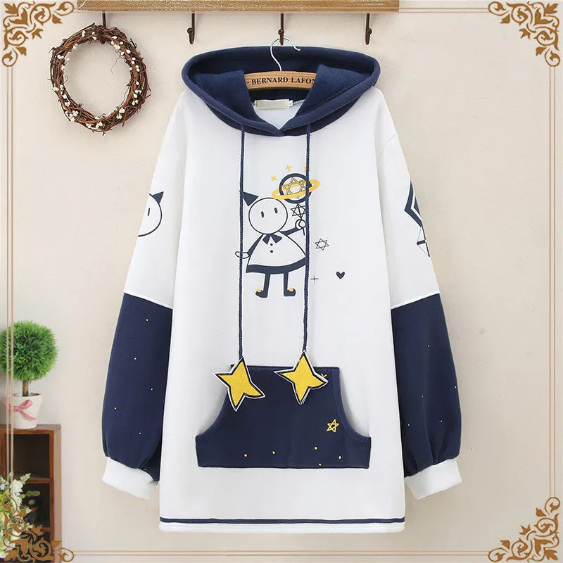 "CUTE CARTOON STAR EMBROIDERY" HOODIE N111105