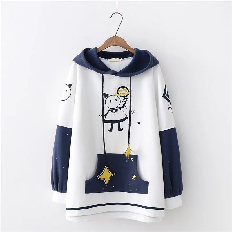 "CUTE CARTOON STAR EMBROIDERY" HOODIE N111105