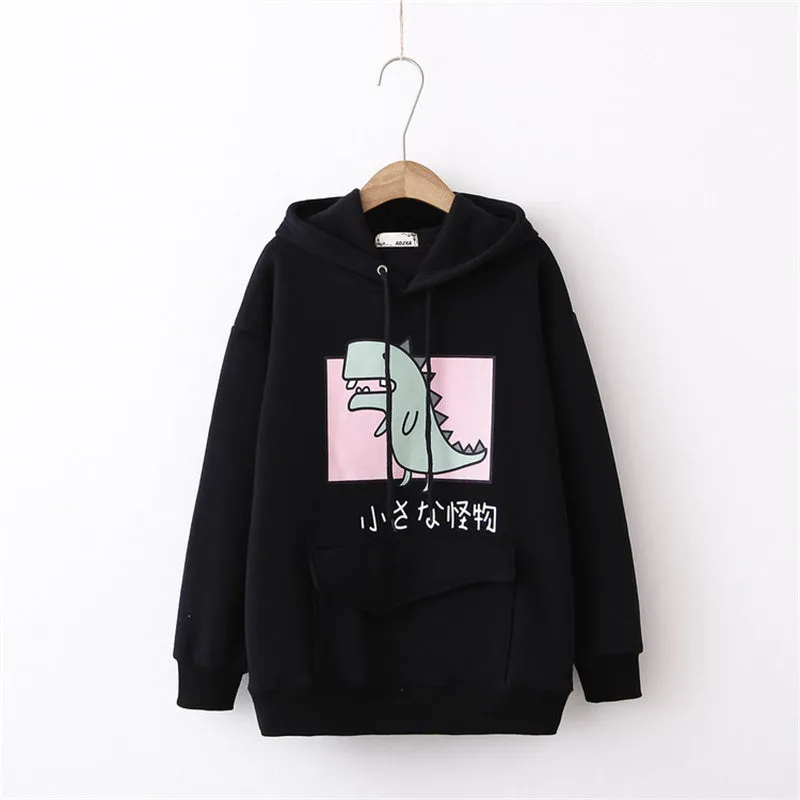 "CUTE LITTLE DINOSAUR CARTOON PRINT" HOODIE K080304