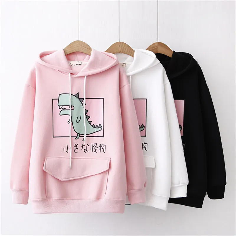 "CUTE LITTLE DINOSAUR CARTOON PRINT" HOODIE K080304