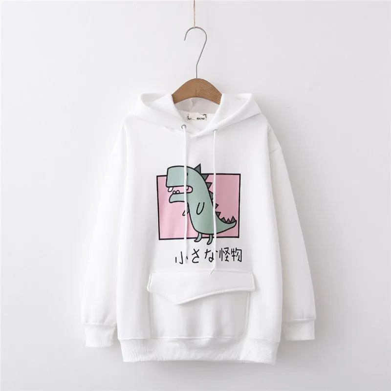 "CUTE LITTLE DINOSAUR CARTOON PRINT" HOODIE K080304
