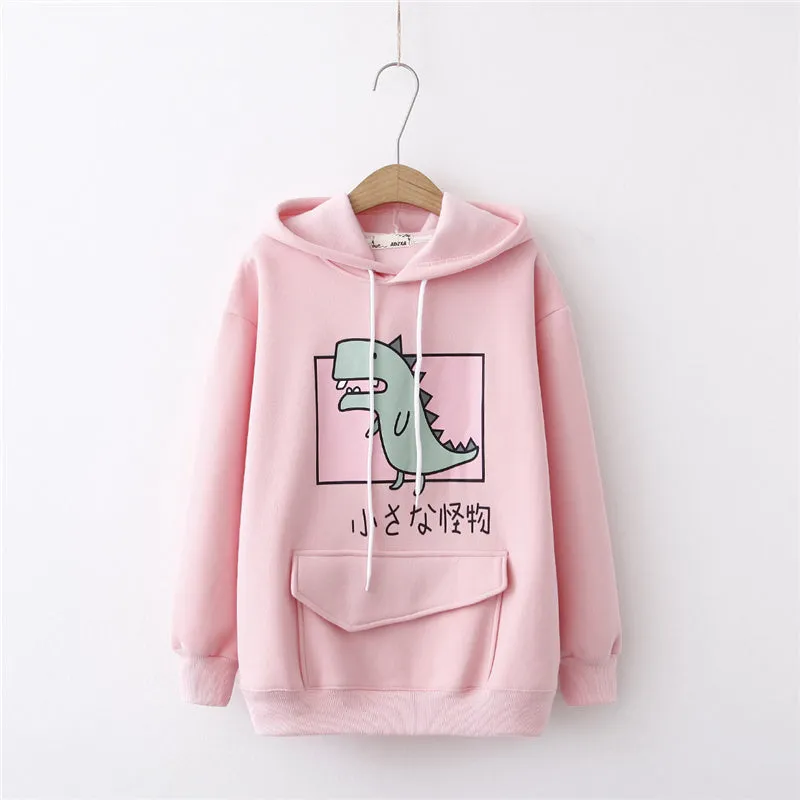 "CUTE LITTLE DINOSAUR CARTOON PRINT" HOODIE K080304