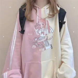 "DEVIL GIRL COLOR BLOCK" HOODIE N111603