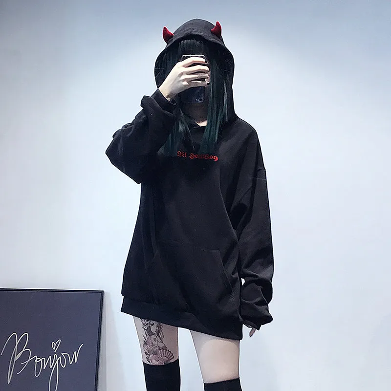 "DEVIL" BLACK HOODIE K080104