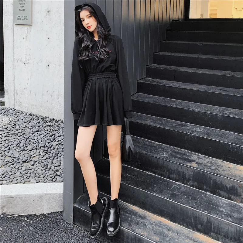 "LOVE IS A LOSING GAME" DARK ROSE HOODED DRESS K111902