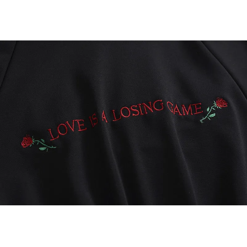 "LOVE IS A LOSING GAME" DARK ROSE HOODED DRESS K111902