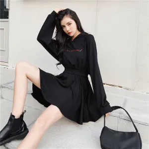 "LOVE IS A LOSING GAME" DARK ROSE HOODED DRESS K111902