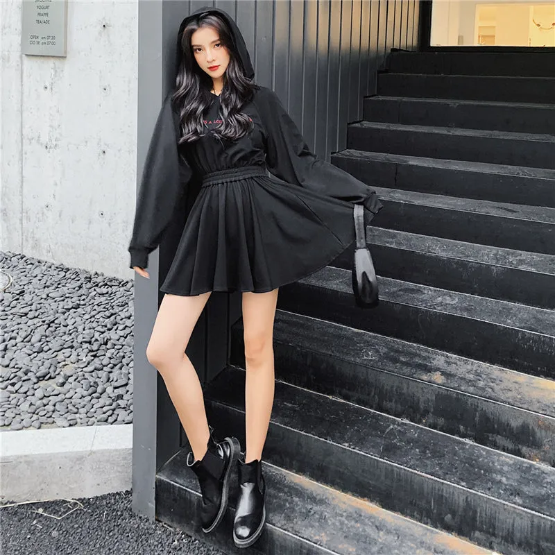 "LOVE IS A LOSING GAME" DARK ROSE HOODED DRESS K111902