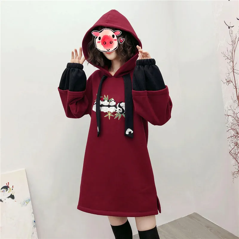 "RED BLACK PANDA EMBROIDERY" HOODIE N110512