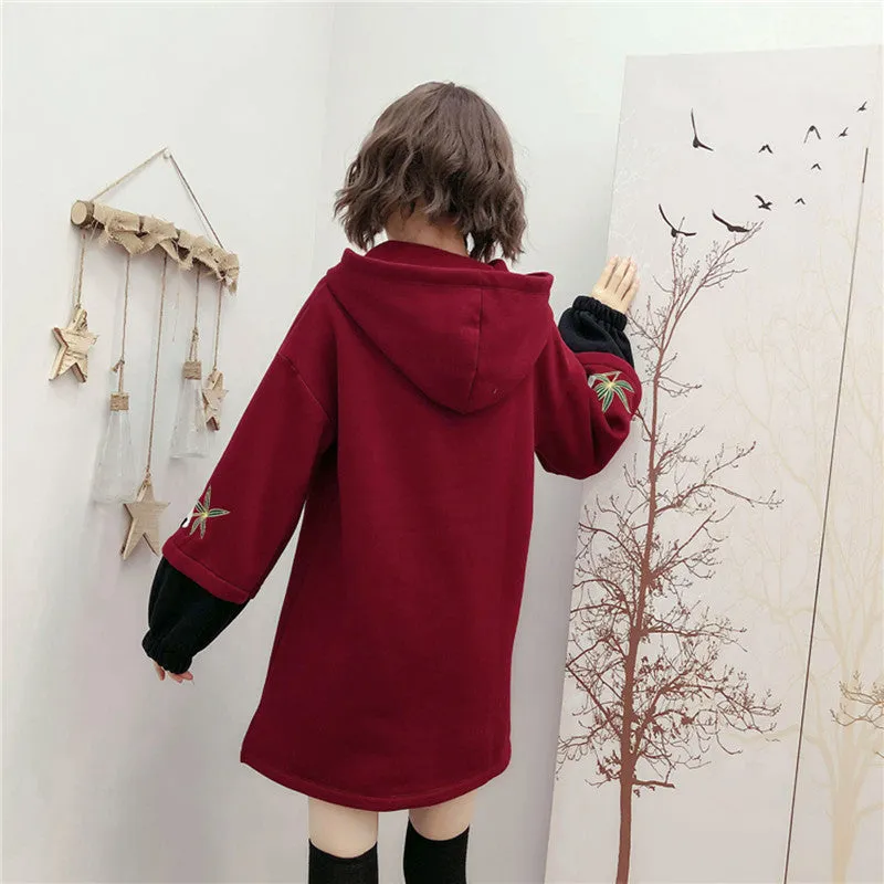 "RED BLACK PANDA EMBROIDERY" HOODIE N110512