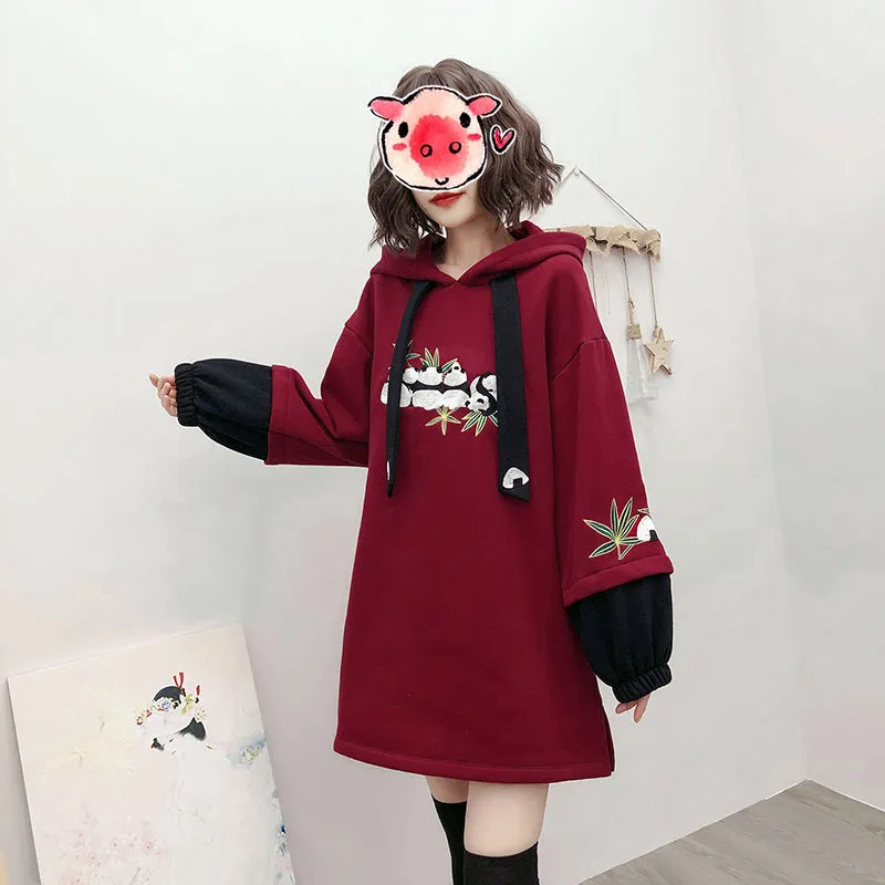 "RED BLACK PANDA EMBROIDERY" HOODIE N110512