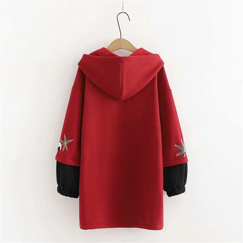 "RED BLACK PANDA EMBROIDERY" HOODIE N110512