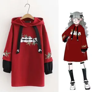 "RED BLACK PANDA EMBROIDERY" HOODIE N110512