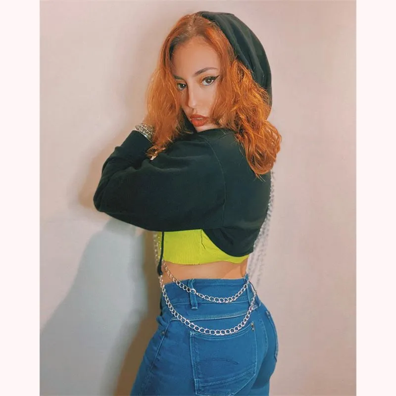 "RED/BLACK CHIC CHAIN LOOSE" SHORT HOODIES K102616REVIEW