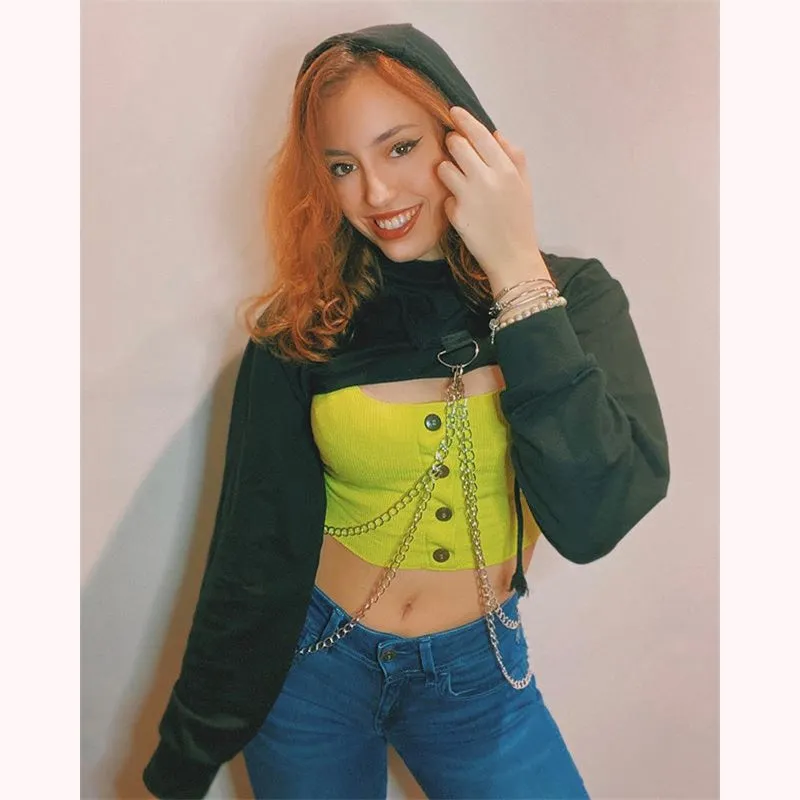 "RED/BLACK CHIC CHAIN LOOSE" SHORT HOODIES K102616REVIEW