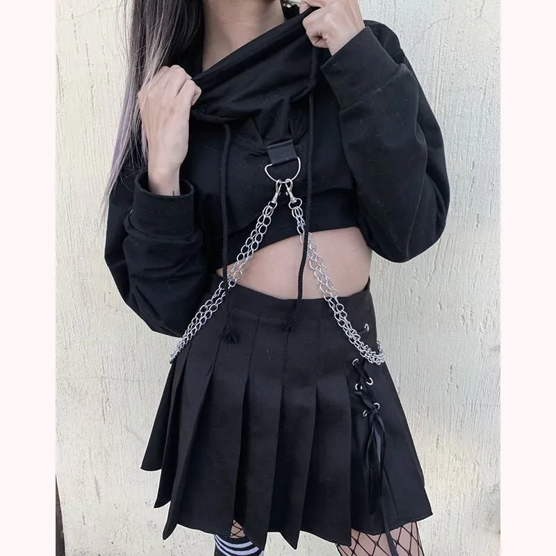 "RED/BLACK CHIC CHAIN LOOSE" SHORT HOODIES K102616REVIEW