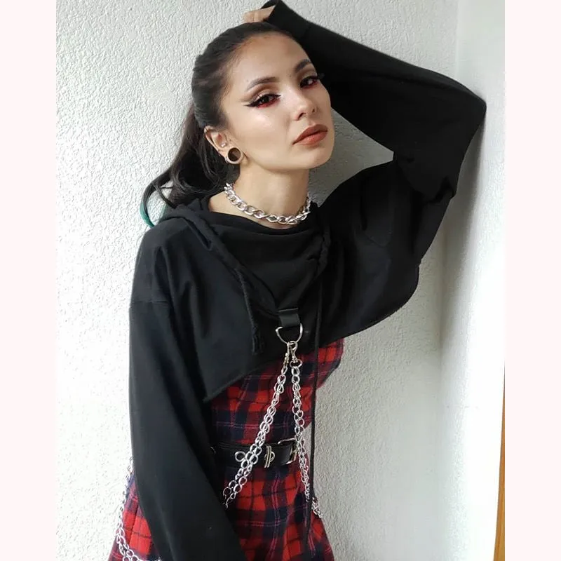 "RED/BLACK CHIC CHAIN LOOSE" SHORT HOODIES K102616REVIEW