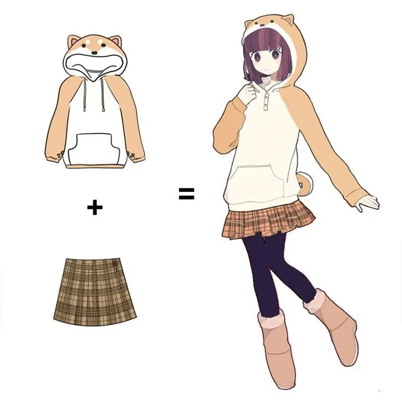 "SHIBA INU / HUSKY DOG CARTOON" HOODIE N081104