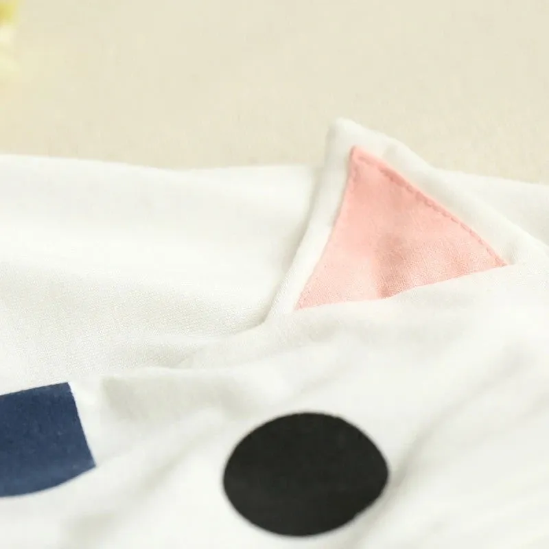 "WHITE/GRAY CUTE CAT SHORT SLEEVE" HOODIE D042505