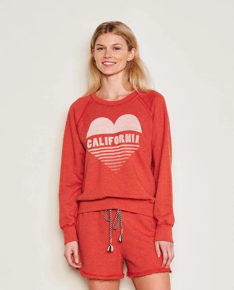Raglan Sweatshirt Cali Heart Burnt Red