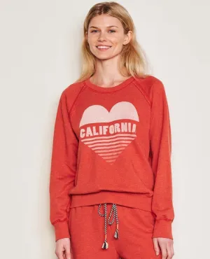 Raglan Sweatshirt Cali Heart Burnt Red