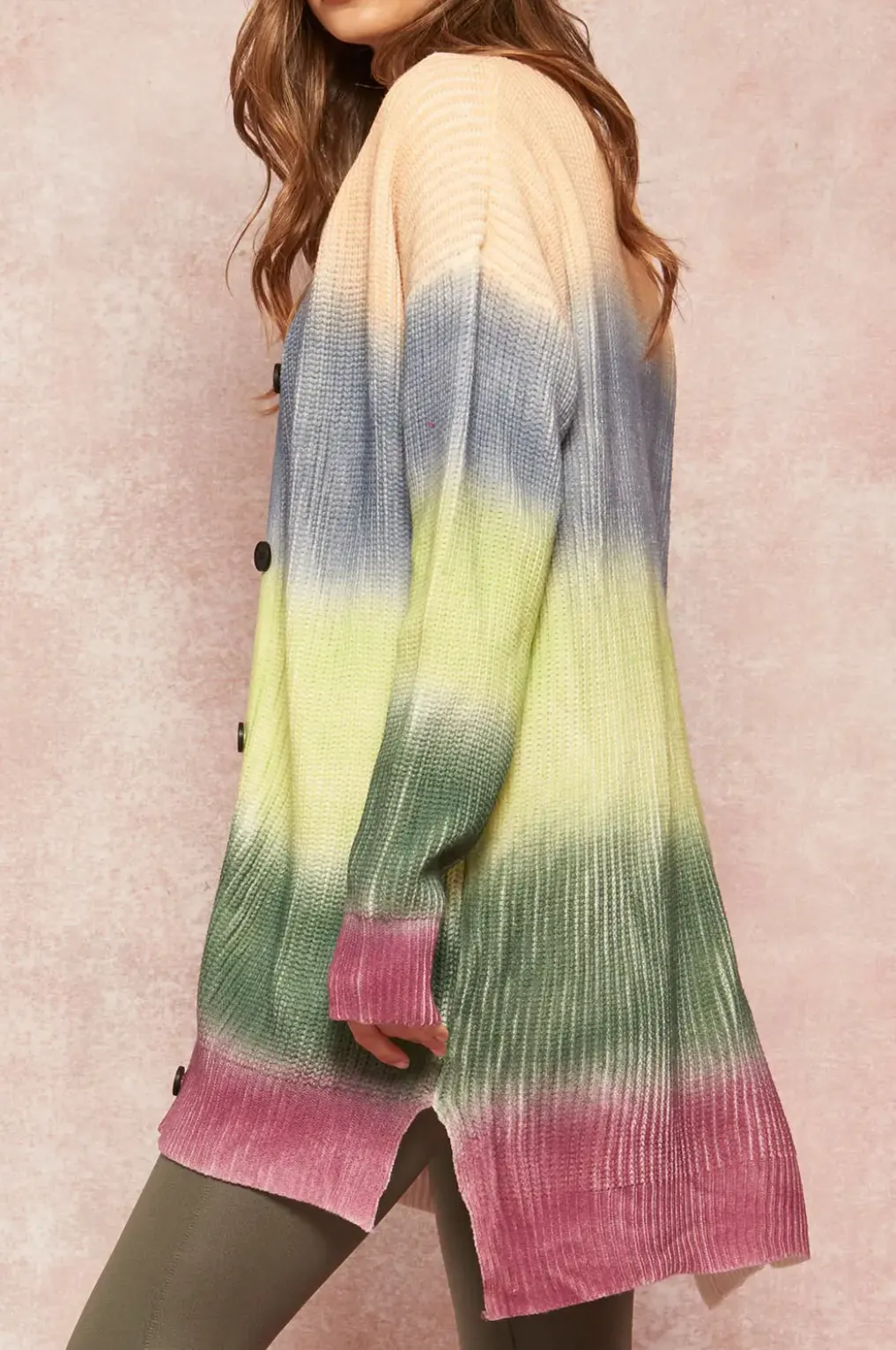 RAINBOW OMBRÉ COLORBLOCK CARDIGAN