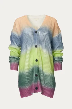 RAINBOW OMBRÉ COLORBLOCK CARDIGAN