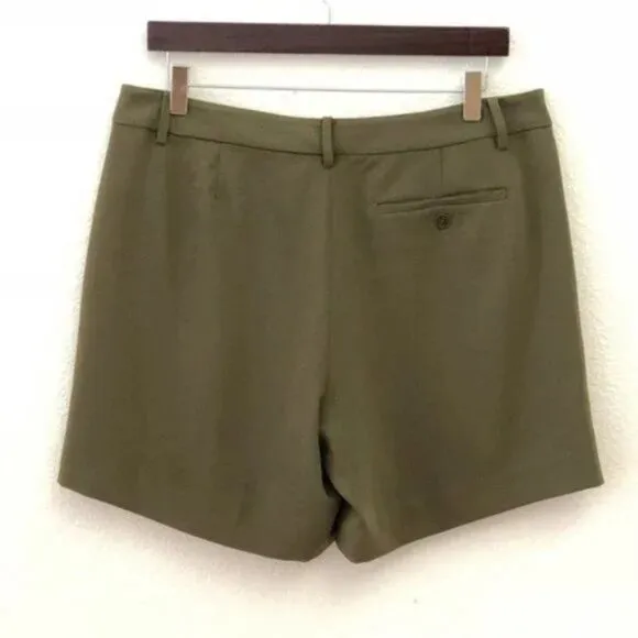 Ralph Lauren Olive Army Green A-Line Flowy Pleated Front Dress Shorts 10 12 L