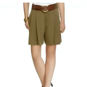 Ralph Lauren Olive Army Green A-Line Flowy Pleated Front Dress Shorts 10 12 L