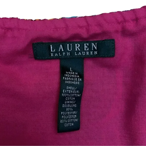 Ralph Lauren Pink Paisley Print Peasant Midi Skirt Size Large Colorful Boho