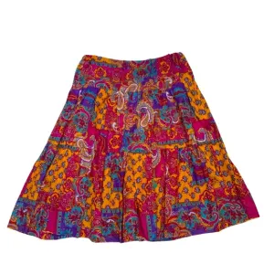 Ralph Lauren Pink Paisley Print Peasant Midi Skirt Size Large Colorful Boho