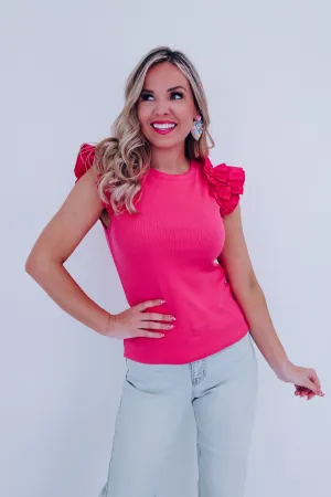 Razzle Ruffle Sleeve Tank - Pink