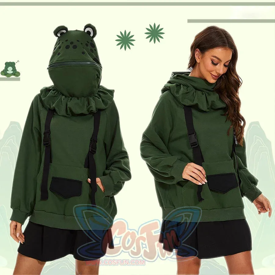 【READY TO SHIP   FREE SHIPPING】COSFUN Original Animal Tales: The Frog Prince Green Pullover Full Zip Hoodie IF0001