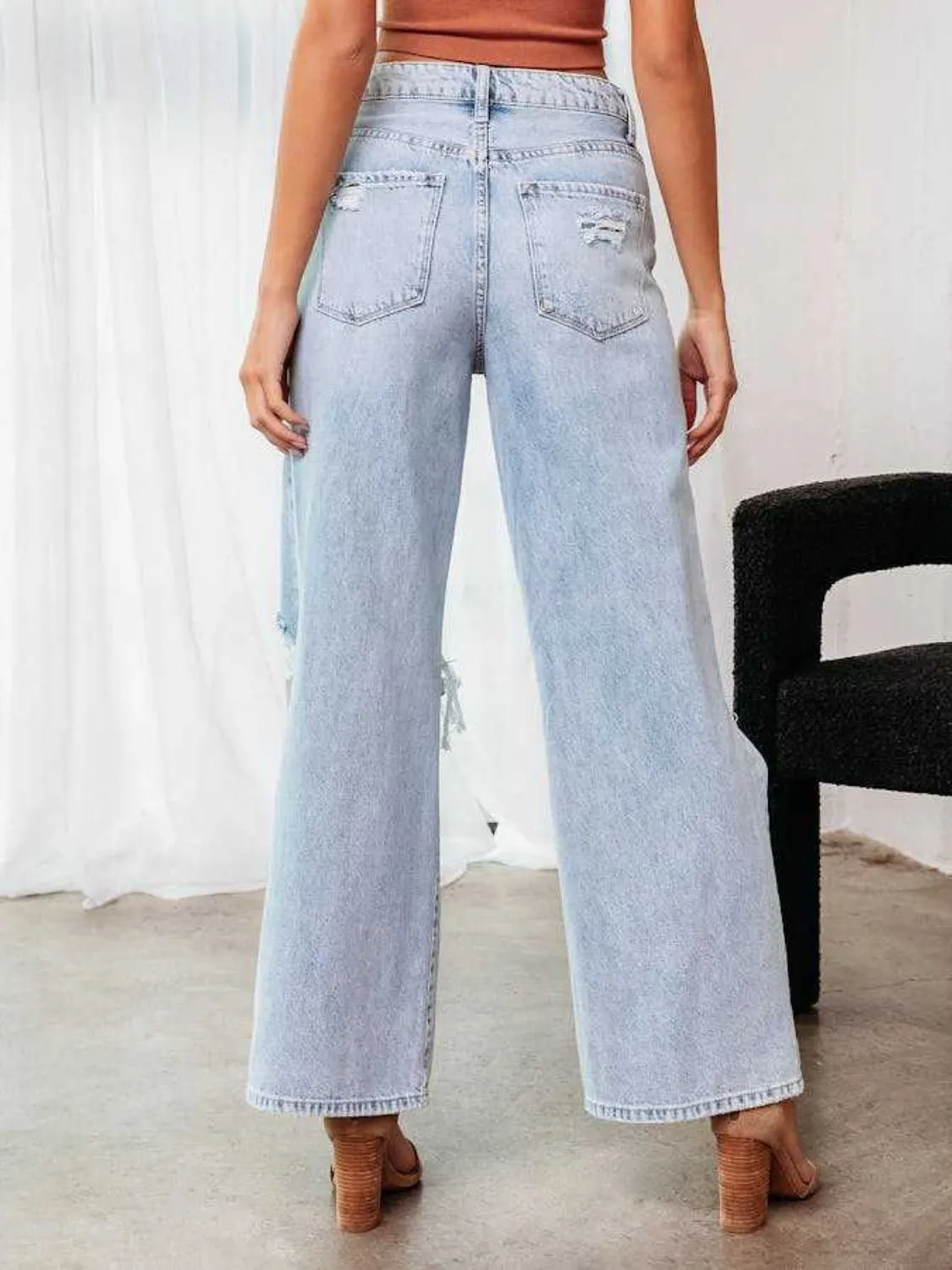 Rebel Muse Distressed Wide Leg Jean
