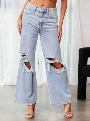 Rebel Muse Distressed Wide Leg Jean