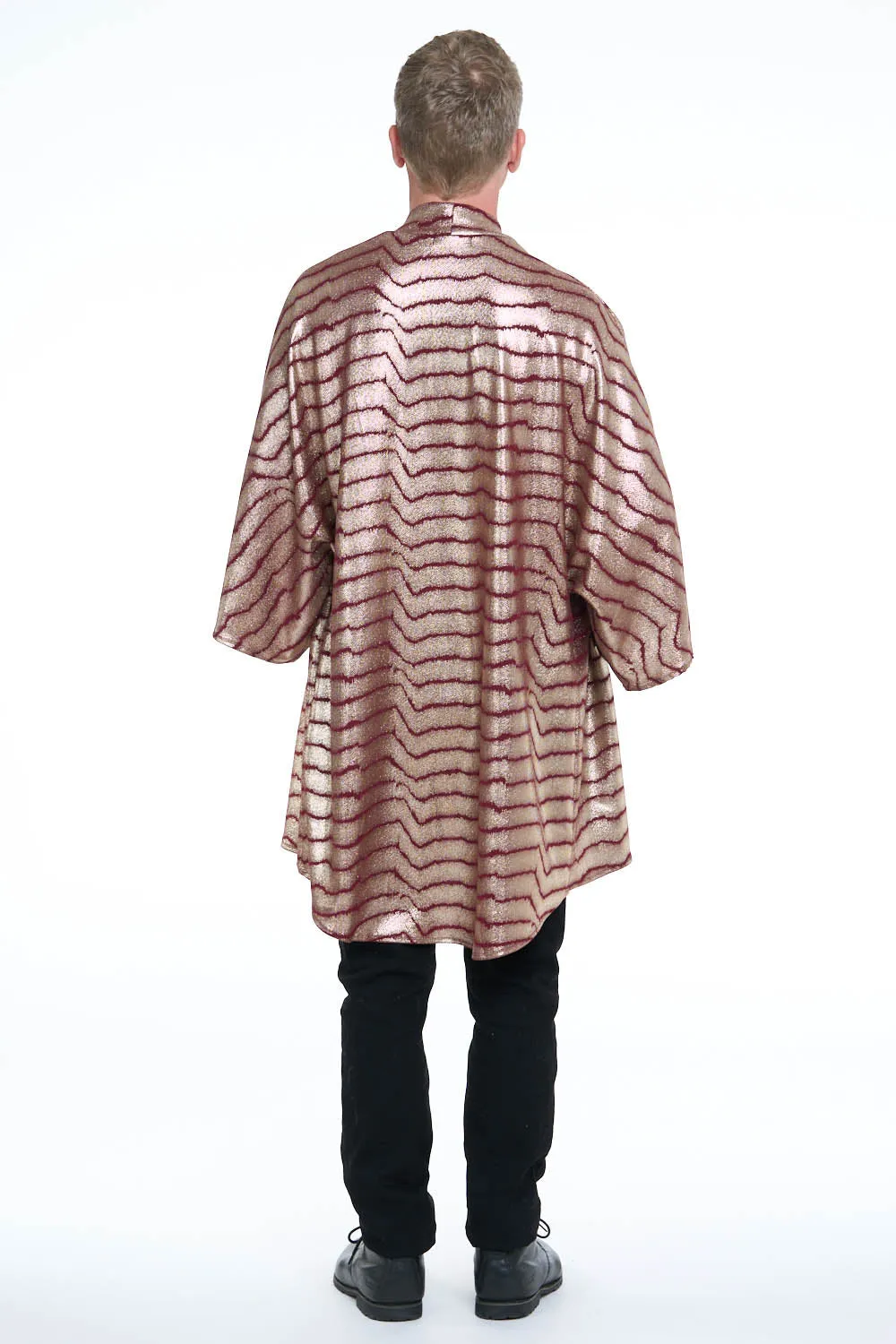 Red & Gold Metallic Wave Zen Funk Unisex Kimono
