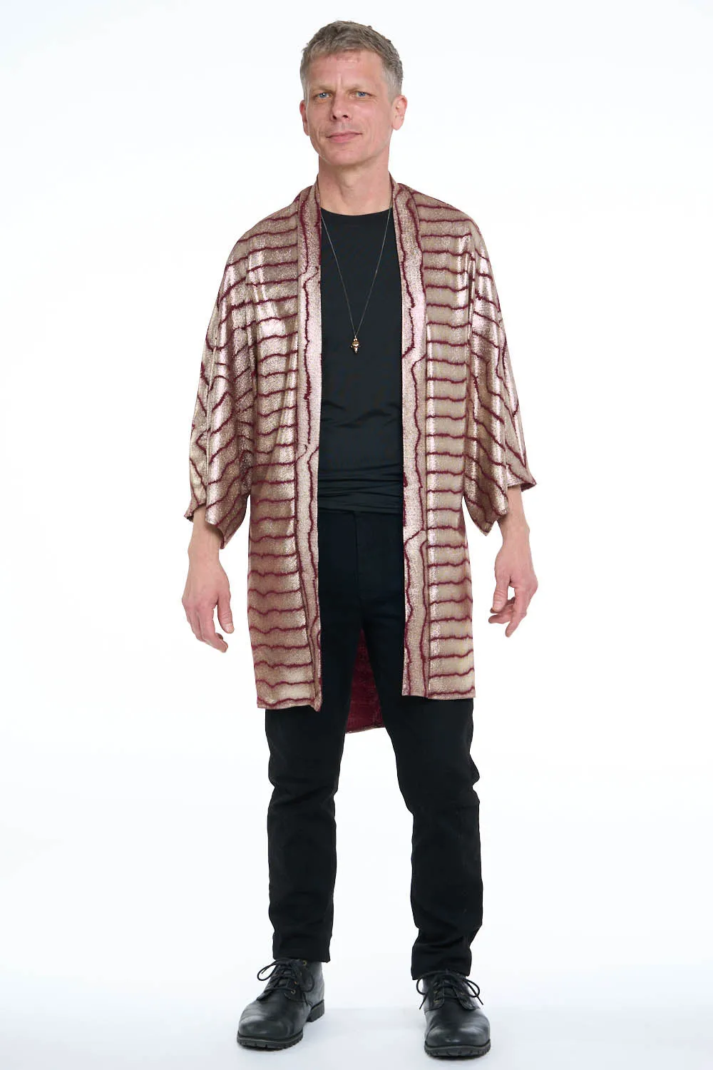 Red & Gold Metallic Wave Zen Funk Unisex Kimono